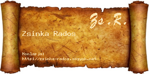 Zsinka Rados névjegykártya